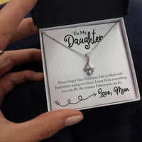 Ribbon Pendant Necklace, To My Daughter Necklace, Cubic Zirconia Ribbon Necklace, Keepsake Mom to Daughter Jewelry, Birthday Christmas Present