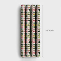 Watercolor Bow Gift Wrap, Pink Christmas Tree Wrapping Paper, Festive Green Christmas Wrapping Paper, Adorable Holiday Wrapping Paper Roll