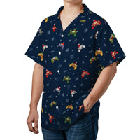 Gamer Santa Hat Aloha Shirt, Christmas Gaming Hawaiian Shirt, Video Game Holiday Button Down, Gaming Christmas Shirt, Gamer Xmas Present