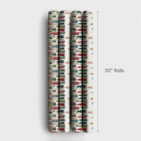 Watercolor Urban Holiday Gift Wrap, Christmas City Skyline Wrapping Paper, Cityscape Tree Gift Wrapping Paper, Festive Roll Wrapping Paper