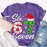Festive Holiday Graphic Tee, Christmas Santa Hats Snowflakes T-Shirt, Adorable Winter Xmas Party Shirt, Retro Santa Snowflake Graphic T-Shirt