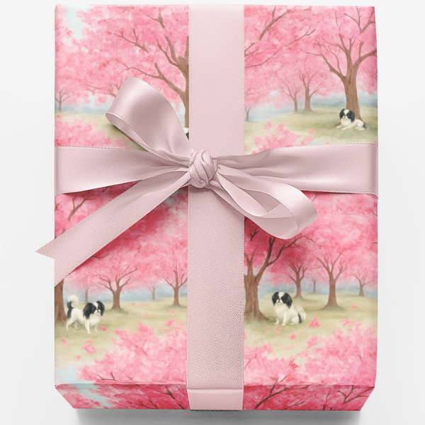 Holiday Dog Gift Wrap, Japanese Chin Wrapping Paper, Japanese Chin Christmas Wrapping Paper, Festive Winter Floral Present Wr