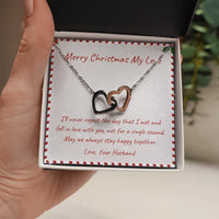 Double Heart Pendant Necklace, Interlocking Hearts Necklace, Cubic Zirconia Heart Necklace, Meaningful Wife Christmas Present, Romantic Jewelry