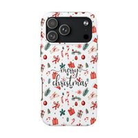 Watercolor Holiday Candy Cane Phone Case, Merry Christmas iPhone Phone Case, Christmas Tree Ornament Tough Phone Cover, Xmas Present