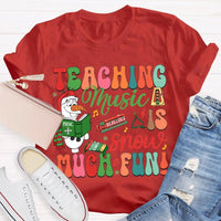 Festive Music Teacher Holiday Shirt, Snow Much Fun Teaching Music Christmas T-Shirt, Adorable Snowman Musician Graphic Tee, Xmas Present