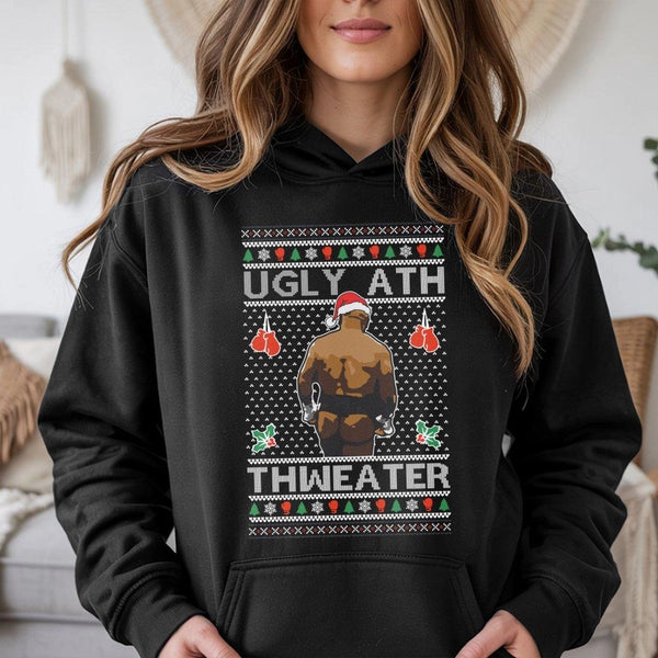 Boxing Fighter Xmas Sweatshirt, Humorous Boxing Ugly Christmas Hoodie, Humorous Boxer Holiday Hooded Pullover, Ugly Sweater P