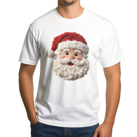 Textured Yarn Look Christmas Shirt, Punch Needle Santa T-Shirt, Vintage Santa Claus Graphic Tee, Retro Holiday Santa T-Shirt, Xmas Present