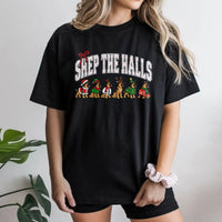 Humorous Christmas Dogs T-Shirt, Shep the Halls Shirt, Holiday Dog Graphic Tee, Retro Santa Dog Christmas Shirt, Xmas Dog Lover Present