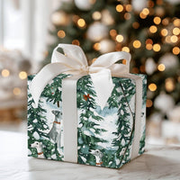 Snowy Forest Dog Gift Wrap, Watercolor Greyhound Wrapping Paper, Sighthound Winter Christmas Gift Wrapping Paper, Holiday Present Wrap Roll