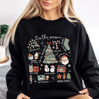 Retro Holiday Icons Graphic Sweatshirt, Tis the Season Christmas Sweatshirt, Winter Holiday Crewneck Sweater, Comfy Xmas Pullover Sweatshirt