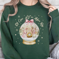 Christian Nativity Snow Globe Crewneck, Oh Come Let Us Adore Him Sweatshirt, Faith Christmas Sweater, Religious Holiday Pullover Present