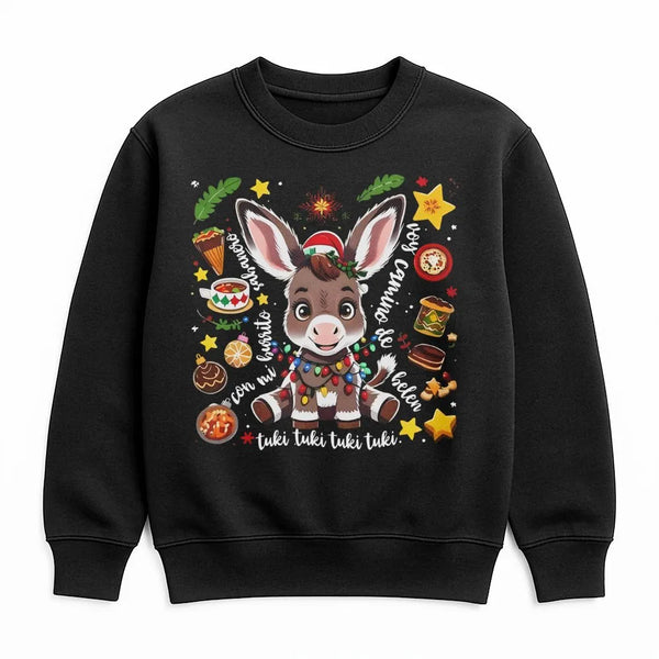Adorable Donkey Christmas Sweatshirt, Mi Burrito Sabanero Sweatshirt, Latino Holiday Crewneck, Mexican Christmas Sweatshirt, 
