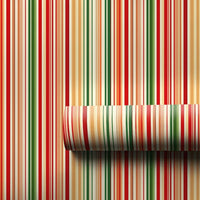 Red and Green Holiday Gift Wrap, Vertical Stripe Christmas Wrapping Paper, Retro Striped Wrapping Paper Roll, Festive Xmas Gift Wrap Paper