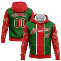 3D Candy Cane Holiday Sweatshirt, Custom Christmas Hoodie, Personalized Name and Number Sports Pullover Hoodie, Xmas Present