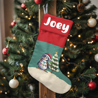 Santa Hat Holiday Stocking, Adorable Penguin Christmas Stocking, Personalized Christmas Stocking, Adorable Animal Stocking, Custom Kids Holiday Present
