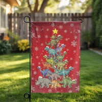 Festive T-Rex Holiday Yard Flag, Dinosaur Christmas Tree Garden Flag, Adorable Dino Winter Lawn Flag, Seasonal Outdoor Decor for Dino Lovers