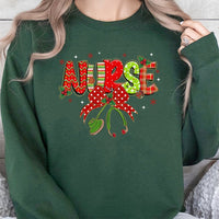 Plaid Stethoscope Holiday Crewneck, Christmas Nurse Sweatshirt, Adorable Xmas Nurse Sweater, Nursing School Graduation Present for Her