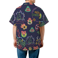 Reindeer Snow Globe Hawaiian Shirt, Neon Christmas Hawaiian Shirt, Holiday Party Button Up Shirt, Retro Xmas Aloha Shirt, Christmas Present
