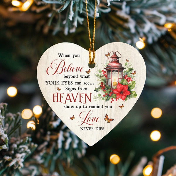 Memorial Butterfly Lantern Keepsake Ornament, Signs from Heaven Ceramic Heart Ornament, Sympathy Christmas Ornament, Loss of 