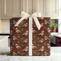 Adorable Christmas Duck Gift Wrap, Ducks in Santa Hats Wrapping Paper, Whimsical Holiday Bird Present Paper, Winter Duck Gift Wrapping Paper