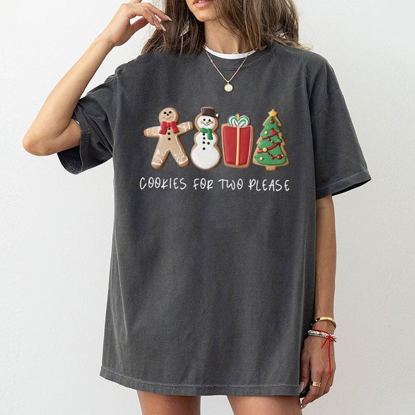Adorable Pregnancy Reveal Holiday T-Shirt, Cookies for Two Please Christmas T-Shirt, Expecting Mom Christmas T-Shirt, Baby An