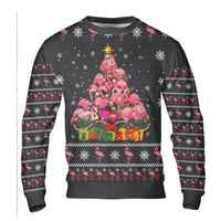Tropical Bird Christmas Sweater, Flamingo Christmas Tree Ugly Sweater, Humorous Ugly Holiday Sweater, Festive Xmas Sweatshirt, Bird Lover Present