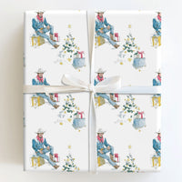 Country Christmas Gift Wrap, Western Cowboy Wrapping Paper, Watercolor Holiday Wrapping Paper, Rustic Cowgirl Gift Wrap Roll for Presents