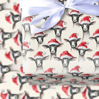 Santa Hat Farm Animal Gift Wrap, Christmas Goat Wrapping Paper, Humorous Holiday Goat Present Paper, Adorable Winter Animal Gift Wrapping Paper