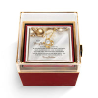 CZ Crystal Daughter Necklace, To My Daughter Love Knot Necklace, White Yellow Gold Knot Necklace, Meaningful Christmas Present for Daughter