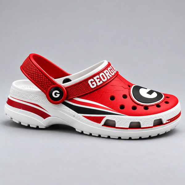 UGA Red and White - Bold Team Spirit Clogs - main