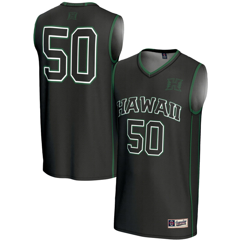 #50 Hawaii Rainbow Warriors Lightweight Basketball Jersey - Black