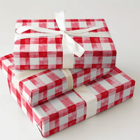 Watercolor Plaid Gift Wrap, Red Gingham Wrapping Paper, Rustic Check Wrapping Paper, Holiday Gift Wrap Roll, Christmas Present Paper