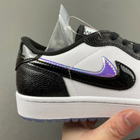 Low Top Golf Shoes, White Black Colorway, Lace Up Design, Casual Gift for Shoe Lovers