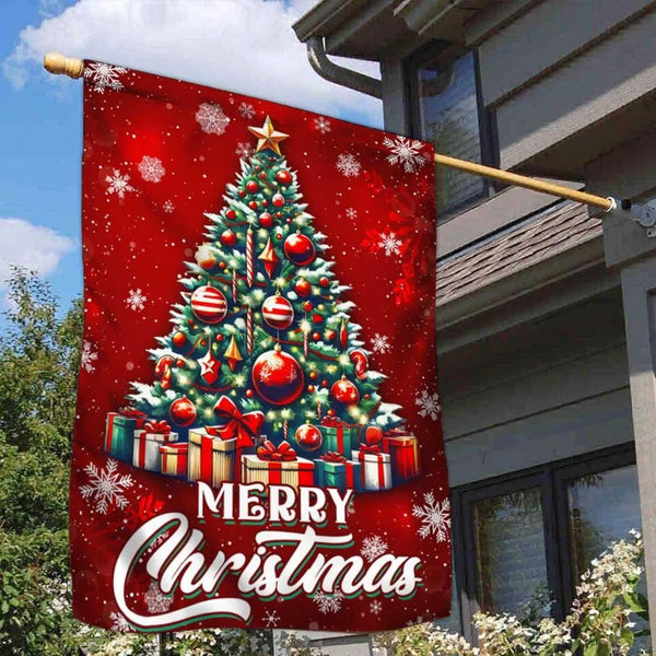 Holiday Snowflake Yard Flag, Merry Christmas Tree Garden Flag, Double Sided Winter Lawn Flag, Christmas Outdoor Yard Decor Fl