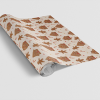 Festive Christmas Gift Wrap, Gingerbread House Wrapping Paper, Holiday Gingerbread Wrapping Paper, Adorable Xmas Gift Wrap Roll