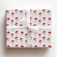 Spooky Santa Hat Gift Wrap, Christmas Ghost Wrapping Paper, Adorable Watercolor Ghost Holiday Wrapping Paper, Whimsical Winter Season Gift Wrap
