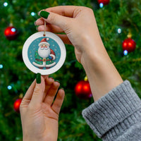 Festive Holiday Ornament, Santa Claus Christmas Ceramic Ornament, Personalized Christmas Tree Ornament, Glossy Keepsake Ornament Present