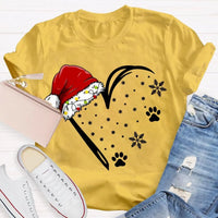 Merry Christmas Graphic T-Shirt, Santa Hat Snowflake Heart Shirt, Festive Winter Holiday Tee, Adorable Heart Christmas Shirt, Holiday Present Tee