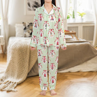Christmas Nutcracker Pajamas, Nutcracker Satin Pajama Set, Holiday Festive Pajama Set, Silky Button Down Sleepwear, Womens Xmas Loungewear