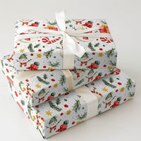 Candy Cane Holiday Gift Wrap, Watercolor Snowman Wrapping Paper, Adorable Winter Snowmen Paper Roll, Christmas Gift Wrapping Paper