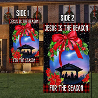 Nativity Scene Christian Christmas Yard Flag, Jesus Is the Reason for the Season Garden Flag, Holy Family Double Sided Religious Garden Flag