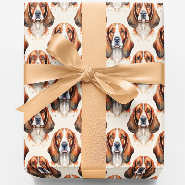 Adorable Hound Dog Gift Wrap, Basset Hound Wrapping Paper, Low and Loyal Basset Wrapping Paper, Christmas Pet Present Wrap, D