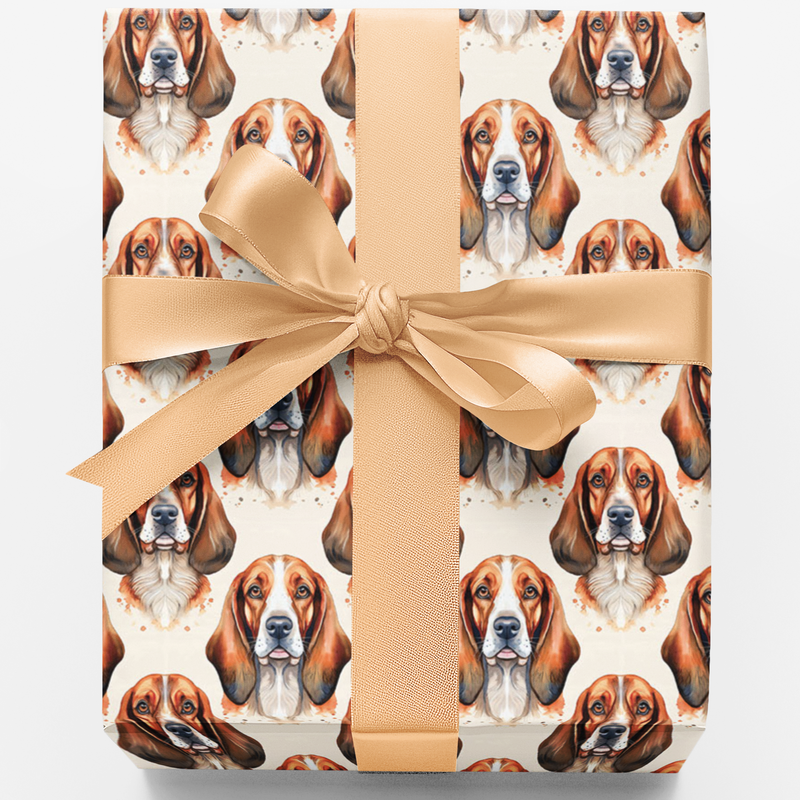 Adorable Hound Dog Gift Wrap, Basset Hound Wrapping Paper, Low and Loyal Basset Wrapping Paper, Christmas Pet Present Wrap, Dog Lover Present