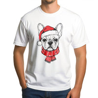 Adorable Santa Hat Frenchie Tee, French Bulldog Christmas Shirt, Holiday Dog Lover Graphic T-Shirt, Christmas Pet Shirt, Dog Lover Present