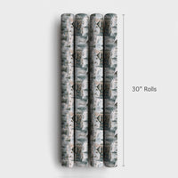 Rustic Deer Forest Gift Wrap, Winter Cabin Christmas Wrapping Paper, Watercolor Woodland Snow Scene Wrapping Paper, Holiday Gift Wrap