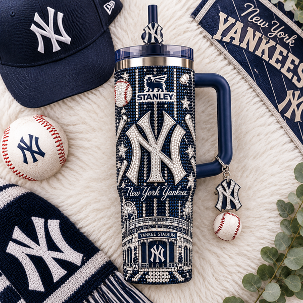 NYY Pinstripe Brilliance - Crystal-Set Navy Tumbler - main