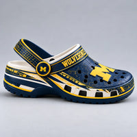 MICH Blockletter - Navy and Maize Statement Clogs
