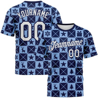 Personalized Name Number Holiday T-Shirt, Custom Buffalo Check Christmas T-Shirt, Athletic Jersey Performance T-Shirt Present