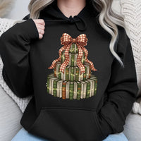 Festive Library Stack Hoodie, Christmas Book Tree Hoodie, Bookish Holiday Graphic Sweatshirt, Reader Teacher Pullover Hoodie Present