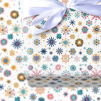 Retro Starburst Gift Wrap Paper, Mid Century Modern Snowflake Wrapping Paper, Vintage Mod Christmas Wrapping Paper Roll Holiday Gift Wrap